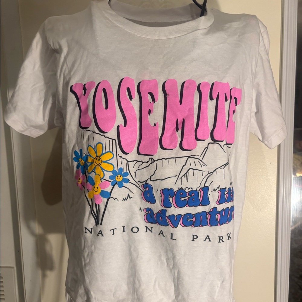 On Fire Yosemite White and Pink Graphic Tee